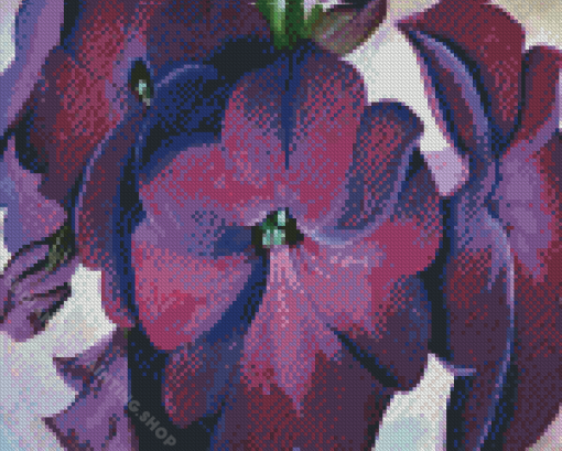 Purple Flowers Georgia Okeefe Diamond Painting