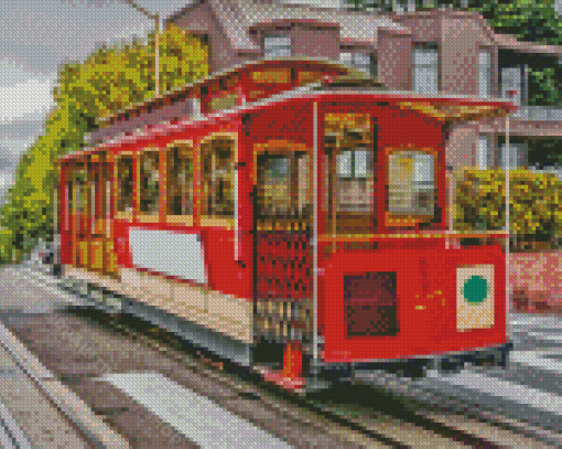 Red San Francisco Cable Cars Diamond Painting