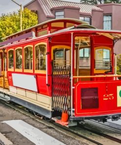 Red San Francisco Cable Cars Diamond Painting