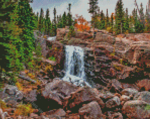 Rocky Mountains Waterfall Diamond Painting