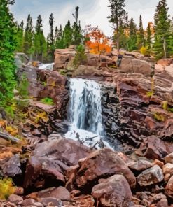 Rocky Mountains Waterfall Diamond Painting