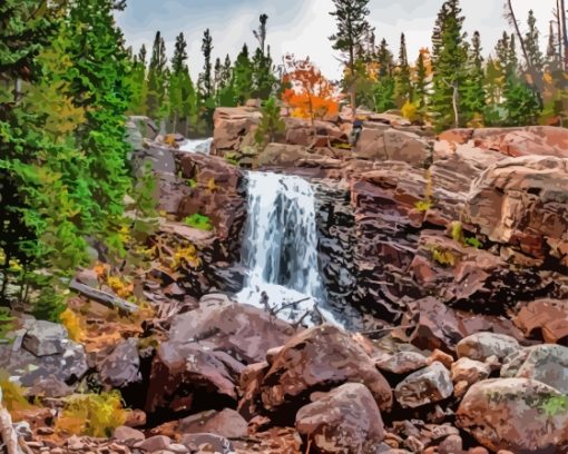 Rocky Mountains Waterfall Diamond Painting