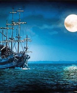 Sea Night Sailing Ship Diamond Painting