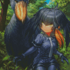 Shoebill With Anime Girl Art Diamond Painting