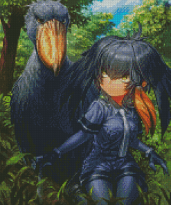 Shoebill With Anime Girl Art Diamond Painting