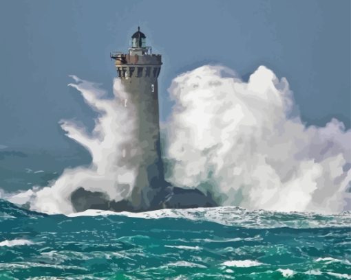 Storm On The Four Lighthouse Diamond Painting