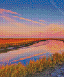 Sunset Marsh Landscape Diamond Painting