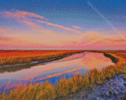 Sunset Marsh Landscape Diamond Painting