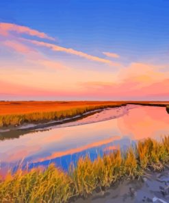 Sunset Marsh Landscape Diamond Painting