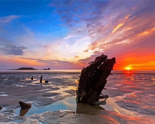 Wreck Of Helvetia Worms Head Diamond Painting