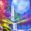 Aesthetic Magical Moonlight Waterfall Diamond Painting