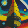 Colorful Spaceship Starry Night Diamond Painting