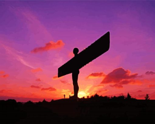 Angel Of The North Sculpture At Sunset Diamond Painting