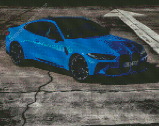 Bmw M4 Blue Car Diamond Painting