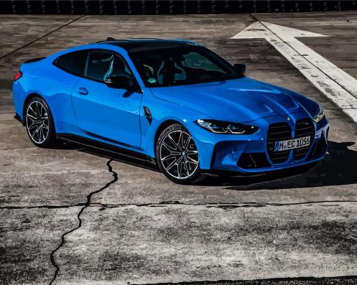 Bmw M4 Blue Car Diamond Painting