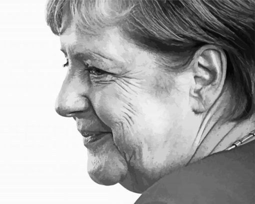 Black And White Angela Merkel Side Profile Diamond Painting