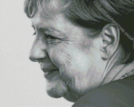 Black And White Angela Merkel Side Profile Diamond Painting