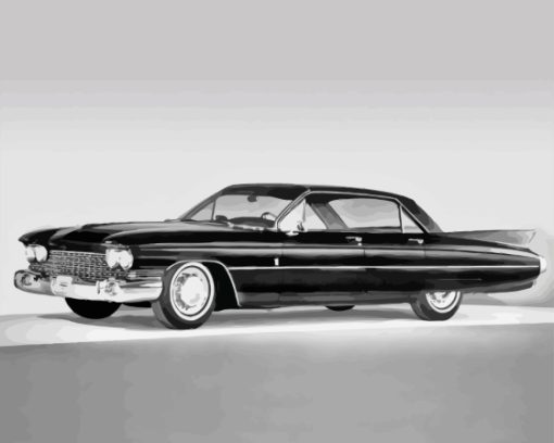 Black And White Cadillac 1959 Diamond Painting