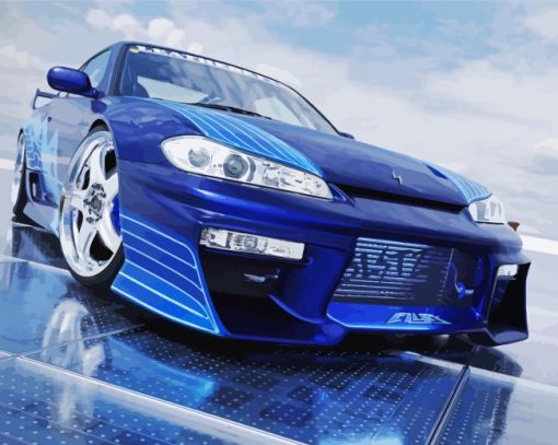 Blue Nissan S15 Sport Car Diamond Painting