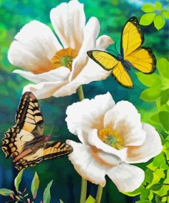 Butterflies And Poppie Diamond Painting