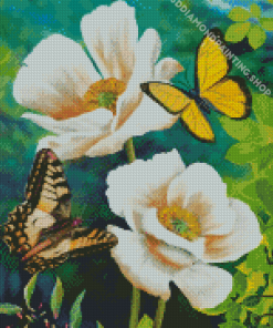 Butterflies And Poppie Diamond Painting