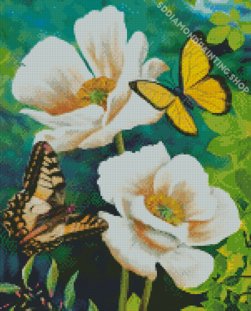 Butterflies And Poppie Diamond Painting