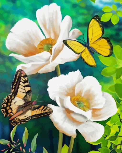 Butterflies And Poppie Diamond Painting