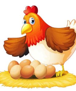 Cartoon Chicken With Eggs Diamond Painting