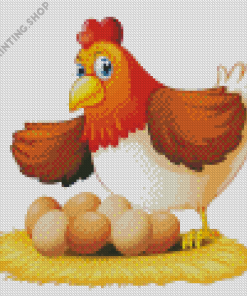 Cartoon Chicken With Eggs Diamond Painting