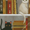 Cats On Bookshelf Art Diamond Painting