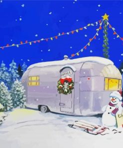 Christmas Vintage Trailer Diamond Painting