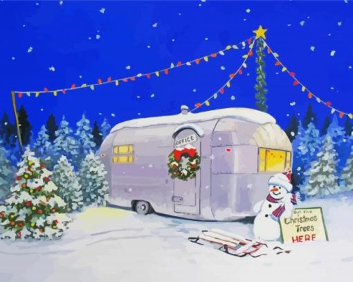 Christmas Vintage Trailer Diamond Painting