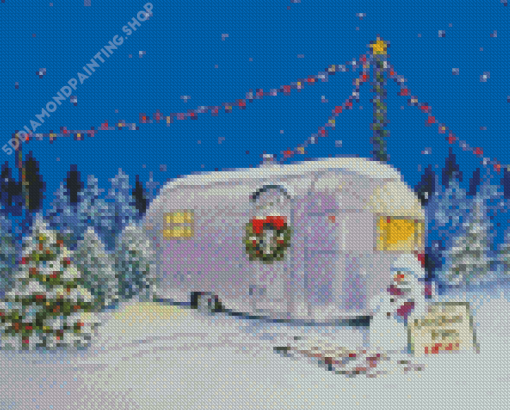 Christmas Vintage Trailer Diamond Painting