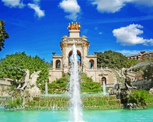 Ciutadella Park Waterfall Diamond Painting