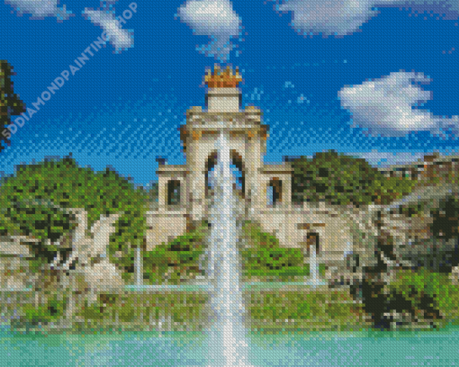 Ciutadella Park Waterfall Diamond Painting