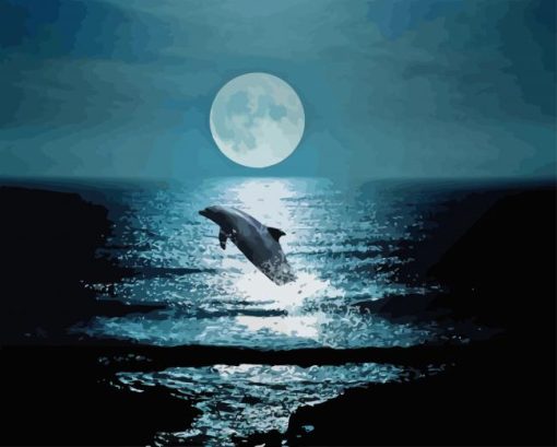 Dolphin At Night Diamond Painting