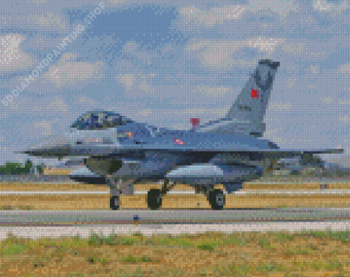 F 16 Fighting Falcon In The Runway Diamond Painting