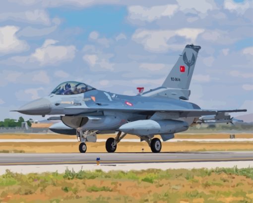 F 16 Fighting Falcon In The Runway Diamond Painting