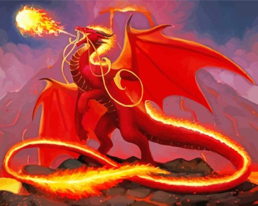 Fantasy Fire Dragon Diamond Painting