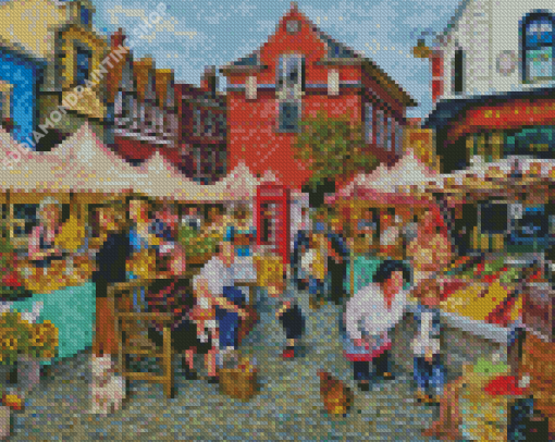 Farm Market Village Diamond Painting