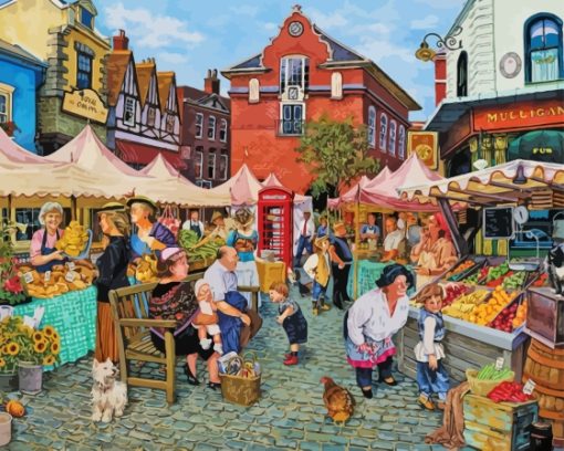 Farm Market Village Diamond Painting