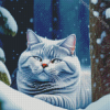 Gray British Shorthair In A Snowy Forest Diamond Painting