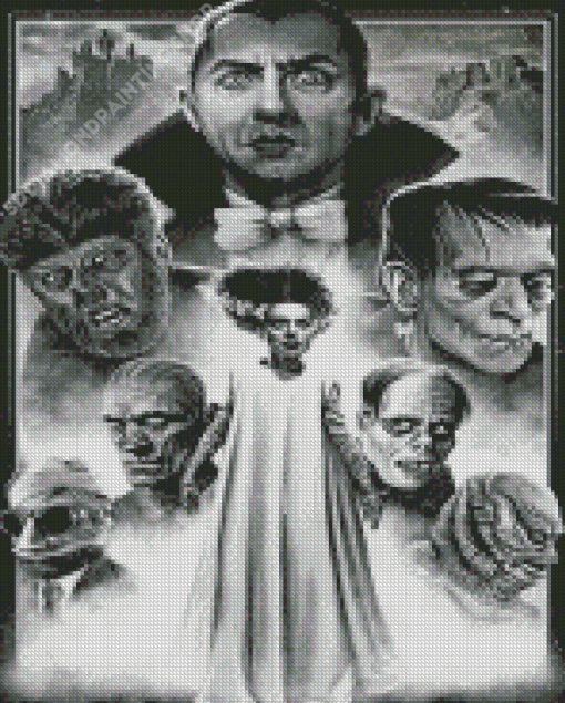 Hollywood Monsters In Black And White Diamond Painting