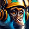 Monkey With Headphones Diamond Painting