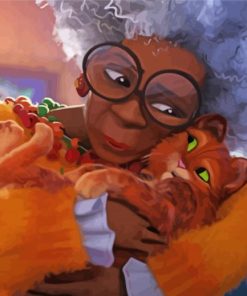 Old African Woman With Cat Diamond Painting