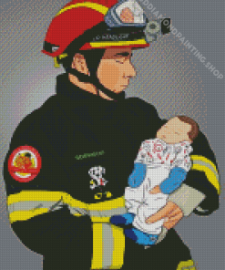 Paramedic Fire Man Diamond Painting