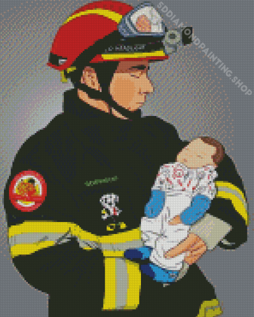 Paramedic Fire Man Diamond Painting