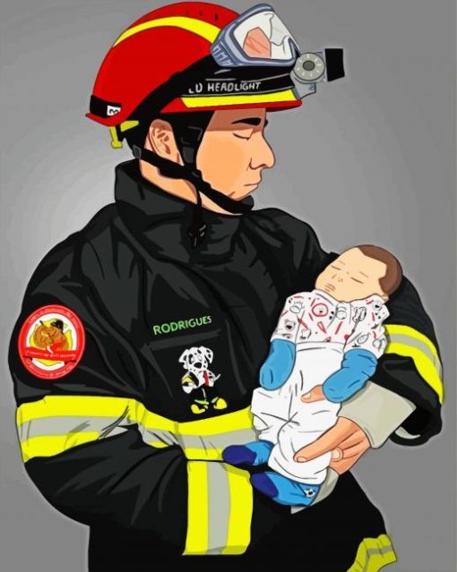 Paramedic Fire Man Diamond Painting