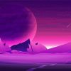 Purple Space Silhouette Diamond Painting