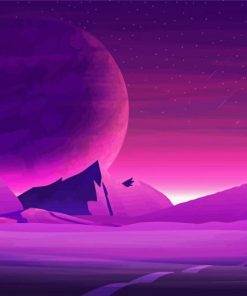 Purple Space Silhouette Diamond Painting